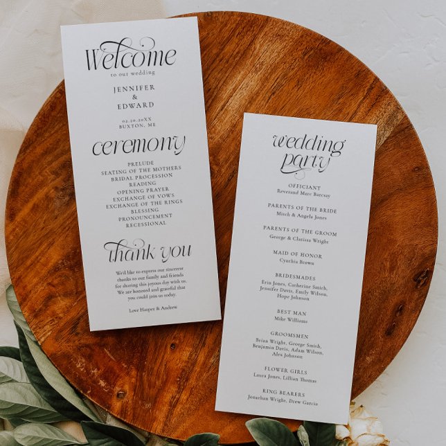 Programa de Cerimônia de Casamento com Tipografia  (Criador carregado)