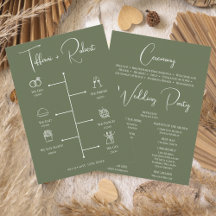 Programa de Cerimônia de Casamento Cor Verde Editá