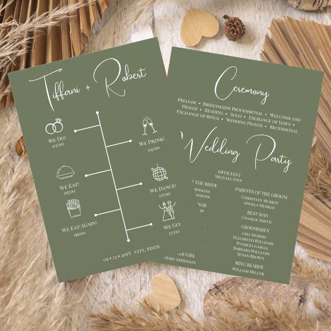 Programa de Cerimônia de Casamento Cor Verde Editá (Criador carregado)