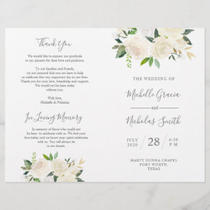 Programa de Cerimônia de Casamento Cream Watercol