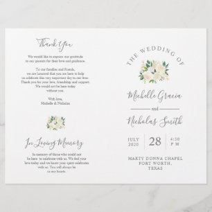 Programa de Cerimônia de Casamento Cream Watercol