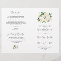 Programa de Cerimônia de Casamento Cream Watercolo