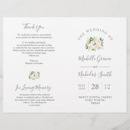 Programa de Cerimônia de Casamento Cream Watercolo