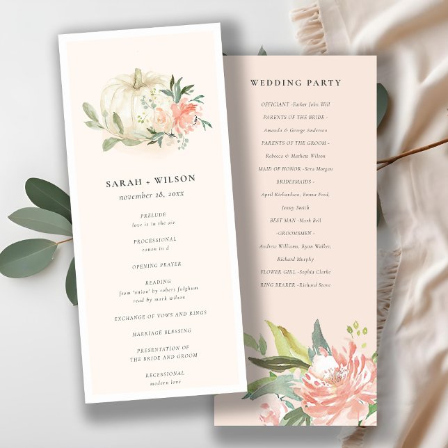 Programa de Cerimônia de Casamento da Flora Blush  (Criador carregado)