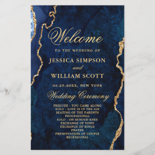 Programa de cerimônia de casamento da Marble Agat