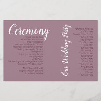 Programa de Cerimônia de Casamento de Dusty Mauve