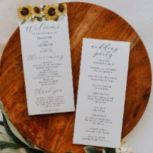 Programa de Cerimônia de Casamento de Girassóis