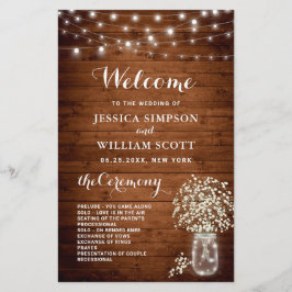 Programa de Cerimônia de Casamento de Mason Jar Br