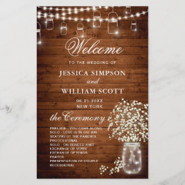 Programa de Cerimônia de Casamento de Mason Jar Br