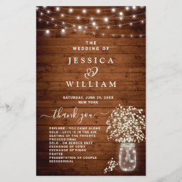 Programa de Cerimônia de Casamento de Mason Jar Br