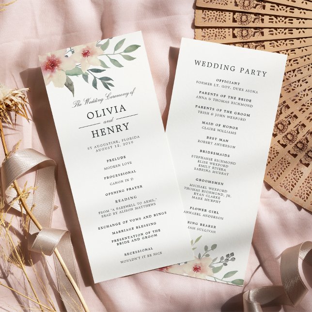 Programa de Cerimônia de Casamento de Peach Blosso (Criador carregado)