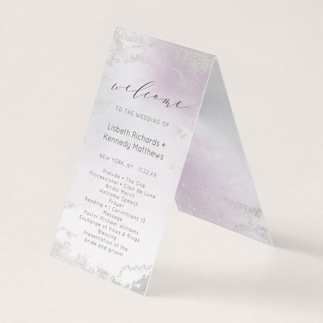 Programa de Cerimônia de Casamento de Prata Púrpur (Frente)