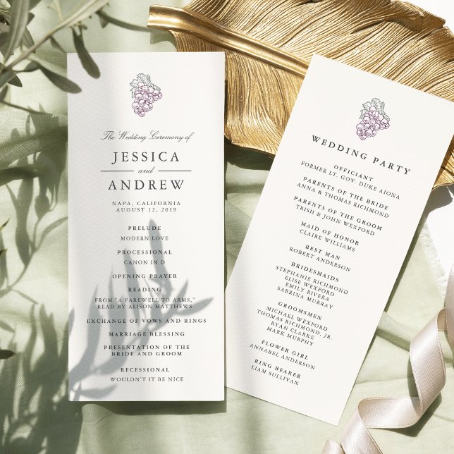 Programa de Cerimônia de Casamento de Vinhos (Criador carregado)