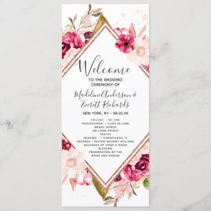 Programa de Cerimônia de Casamento Dourado do Burg