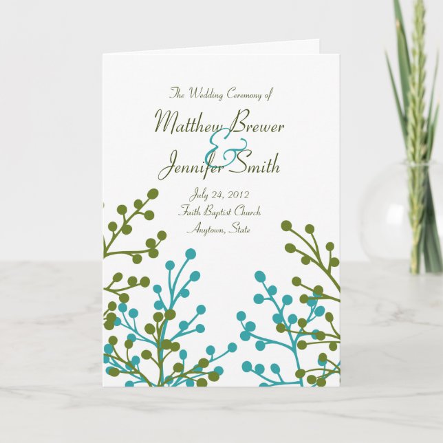 Programa de Cerimônia de Casamento e Cartão de Ser (Frente)