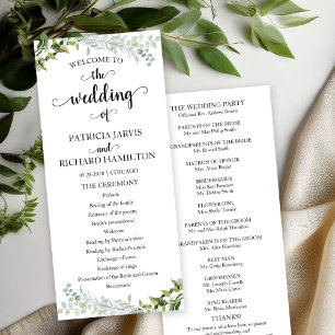 Programa de Cerimônia de Casamento Elegante com Ve