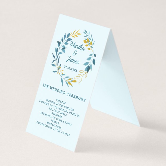 Programa de Cerimônia de Casamento Elegante Folha  (Frente)