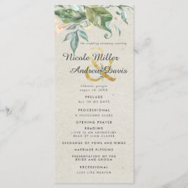 Programa de Cerimônia de Casamento Elegante Verde