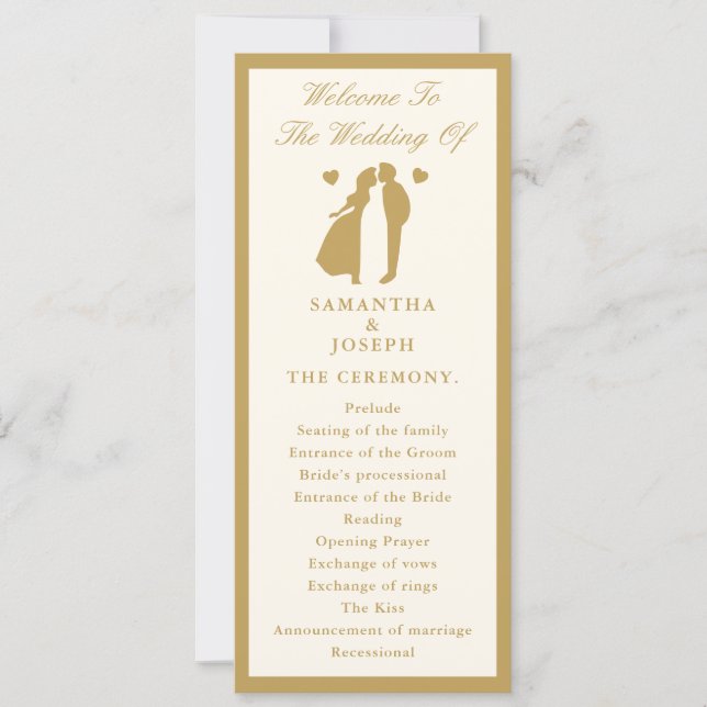Programa de Cerimônia de Casamento Elegante Vintag (Frente)