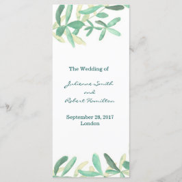 Programa de Cerimônia de Casamento em Verde Modern