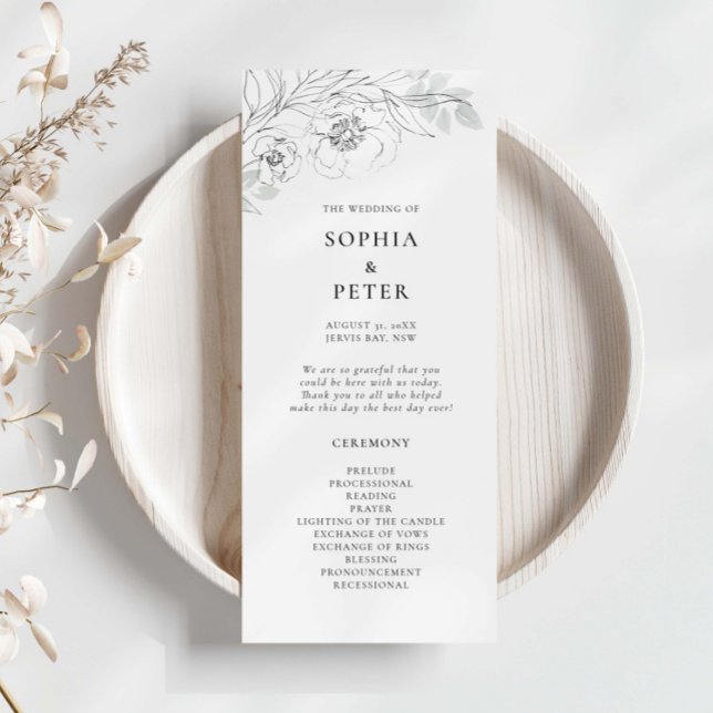 Programa de Cerimônia de Casamento Floral Botânica (Criador carregado)