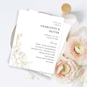 Programa de Cerimônia de Casamento Floral com Rele