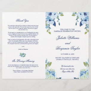 Programa de Cerimônia de Casamento Floral de Juli