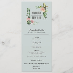 PROGRAMA DE CERIMÔNIA DE CASAMENTO FLORAL DE TINT
