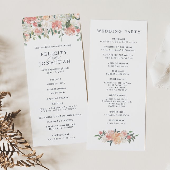 Programa de Cerimônia de Casamento Floral do Meio- (Criador carregado)