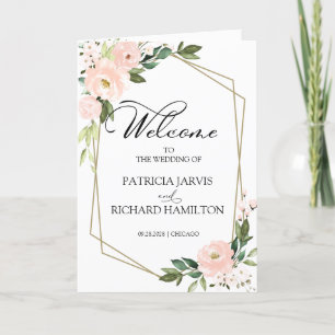 Programa de Cerimônia de Casamento Floral Rosa Beg