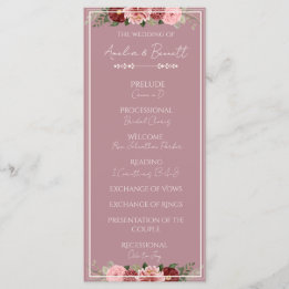 Programa de Cerimônia de Casamento Floral Rosa Emp