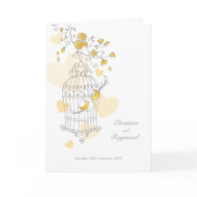 Programa de cerimônia de casamento gaiola de pássa