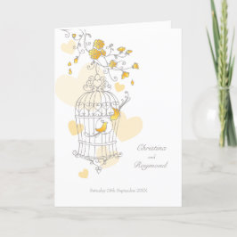 Programa de cerimônia de casamento gaiola de pássa