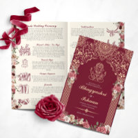 Programa de Cerimônia de Casamento Hindu Vermelho 