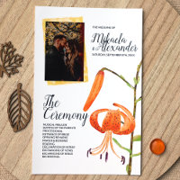 Programa de Cerimônia de Casamento Orange Tiger Li