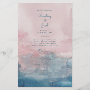 Programa de Cerimônia de Casamento por Aquarela Az