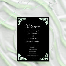 Programa de Cerimônia de Casamento Preto Canto Ver