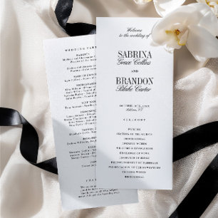 Programa de Cerimônia de Casamento Preto Clássico