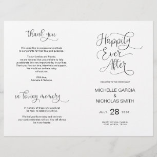 Programa de Cerimônia de Casamento - Preto Mancha