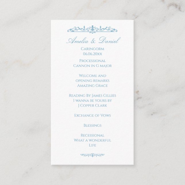 Programa de Cerimônia de Casamento Regency Branco  (Frente)