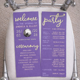 Programa de Cerimônia de Casamento Retro Roxo de P