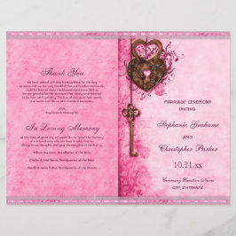 Programa de Cerimônia de Casamento Rosa Chave Lock