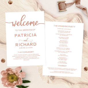Programa de Cerimônia de Casamento Rose Gold Welco