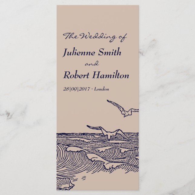 Programa de Cerimônia de Casamento Rustic Beach Oc (Frente)