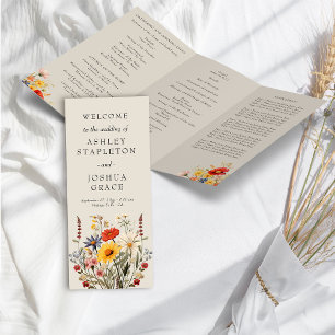 Programa de Cerimônia de Casamento Rustic Wildflow