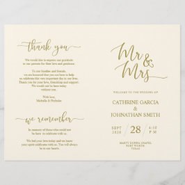 Programa de Cerimônia de Casamento, Script Elegant