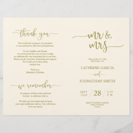 Programa de Cerimônia de Casamento, Script Elegant