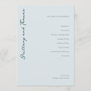 Programa de Cerimônia de Casamento Sereno Azul