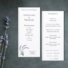 Programa de Cerimônia de Casamento Simples Lavanda
