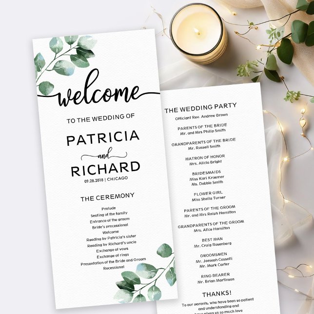 Programa de Cerimônia de Casamento Verde (Criador carregado)